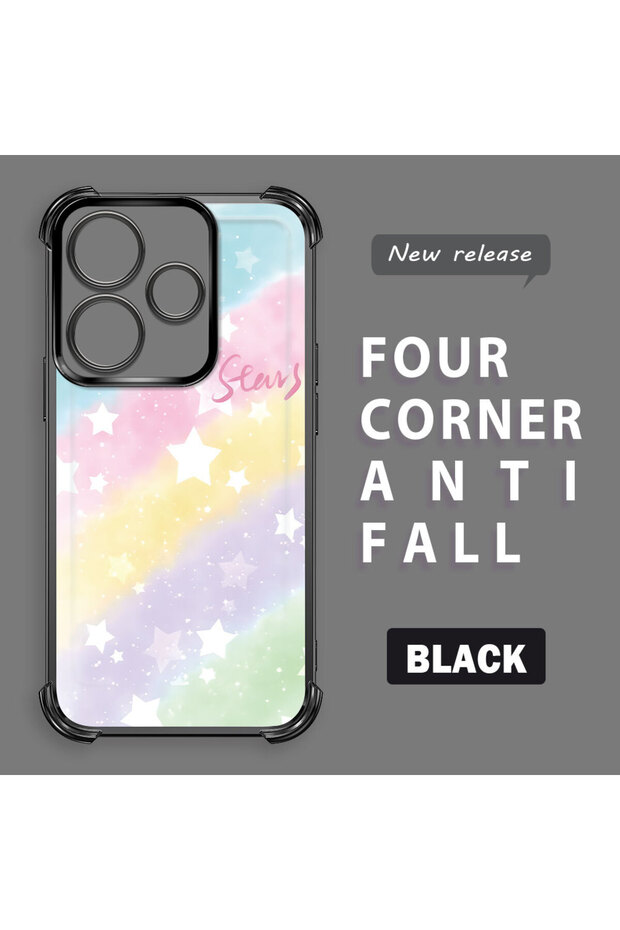 حافظة حماية من السيليكون الشفاف المتوافقة مع Xiaomi Redmi 13 بأنماط قوس قزح - 2