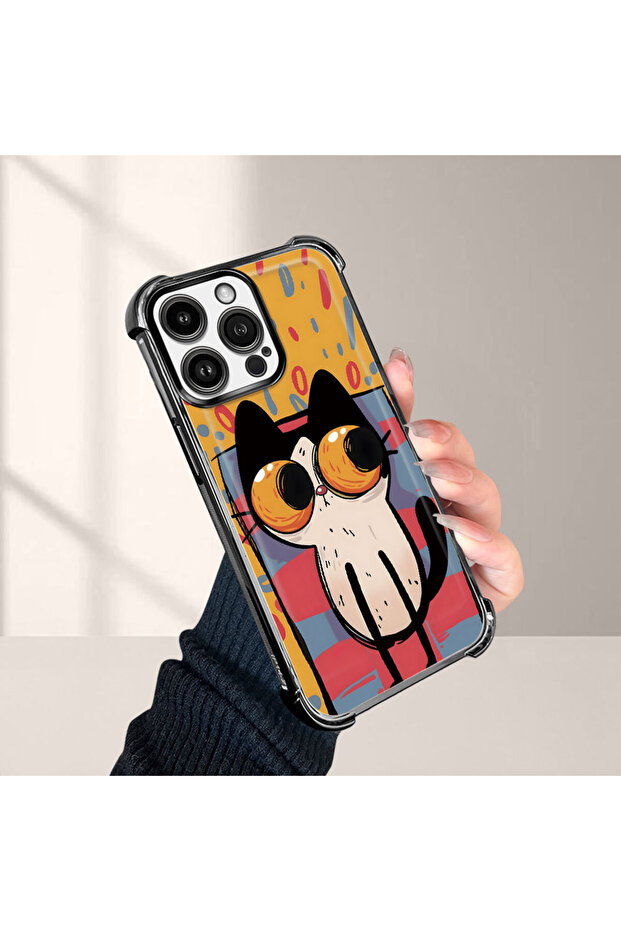 iPhone 14 Pro Max Compatible Transparent Silicone Flutter Protective Case Kitten Patterns - 4