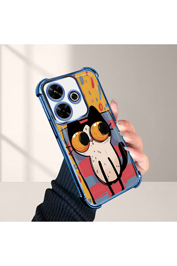 Xiaomi Redmi 13 Compatible Transparent Silicone Flutter Protective Case Kitten Patterns - 4