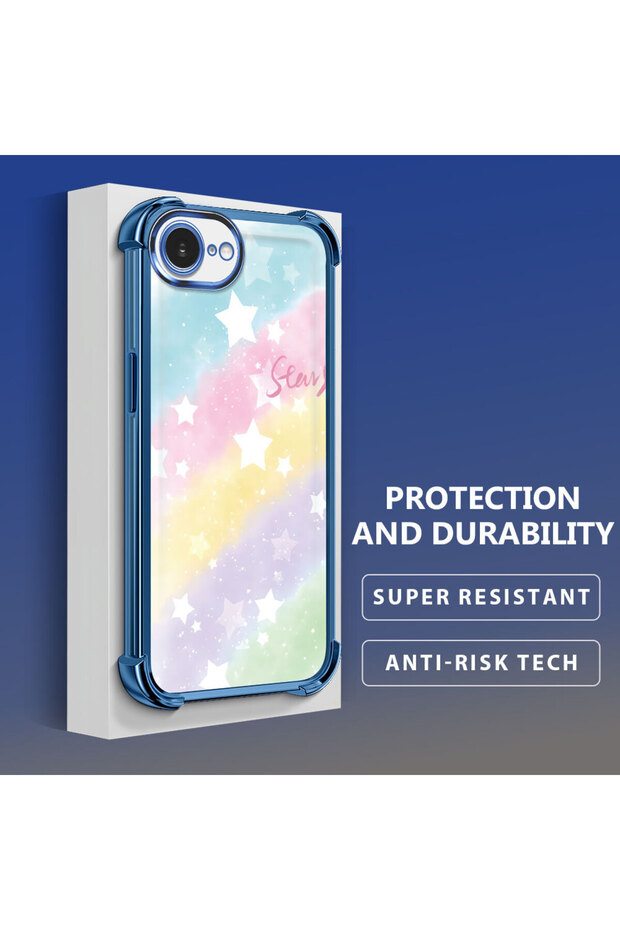 iPhone 16E Compatible Transparent Silicone Flutter Protective Case Rainbow Patterns - 4