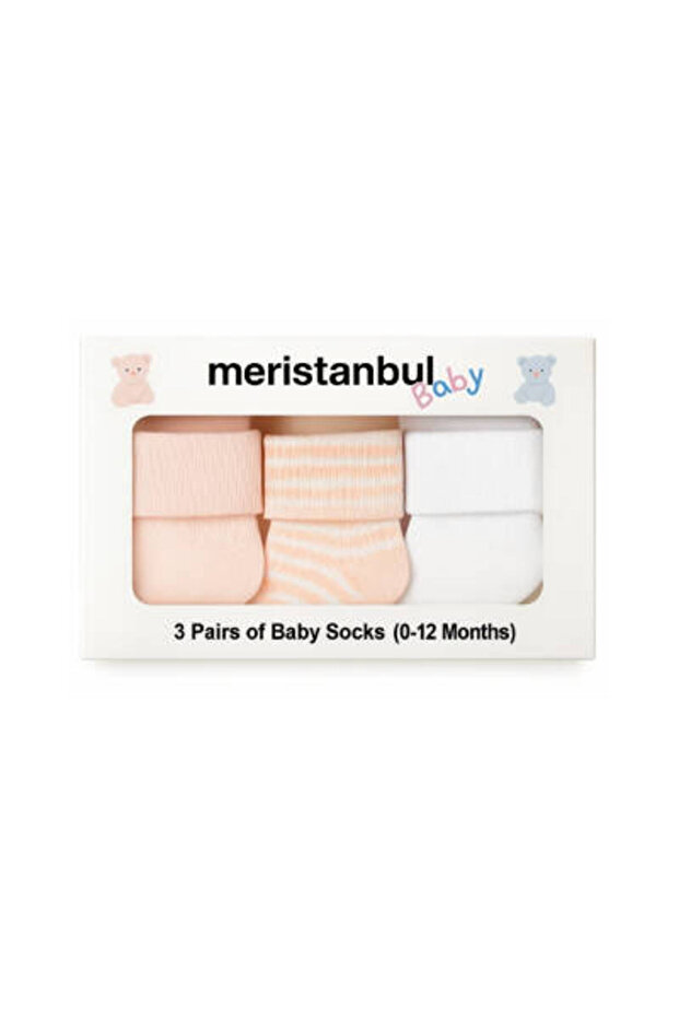 Baby Socks Set, 9-12 Months, 3 Pieces, Soft, Pink