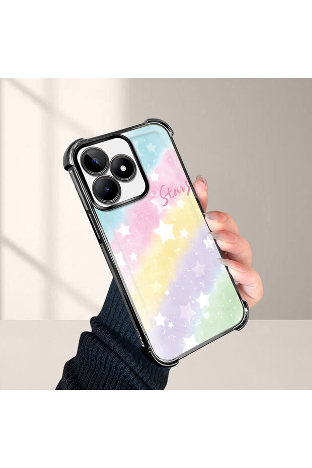 حافظة حماية من السيليكون الشفاف المتوافقة مع Realme C53 بأنماط قوس قزح - 1