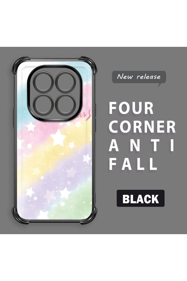 حافظة حماية من السيليكون الشفاف المتوافقة مع هاتف Xiaomi Redmi Note 14 Pro 4G بأنماط قوس قزح - 2