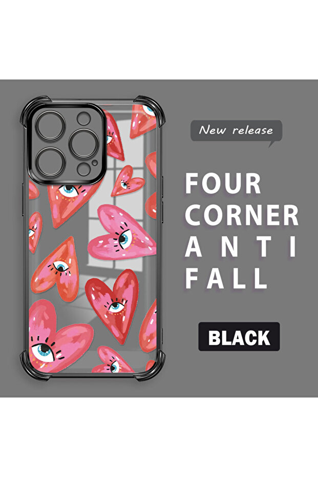 حافظة حماية من السيليكون الشفاف المتوافقة مع هاتف iPhone 14 Pro بنمط العين الشريرة - 1