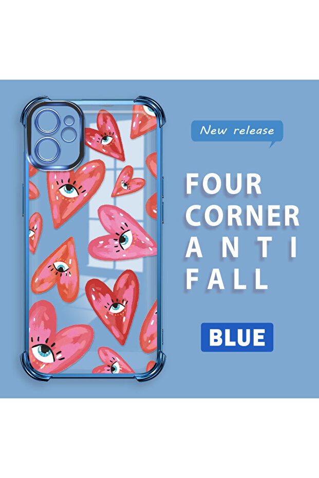 iPhone 11 Compatible Transparent Silicone Flutter Protective Case Evil Eye Pattern - 1