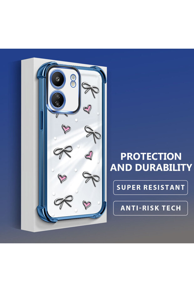 حافظة حماية من السيليكون الشفاف المتوافقة مع Xiaomi Poco C65 بأنماط قلب - 3