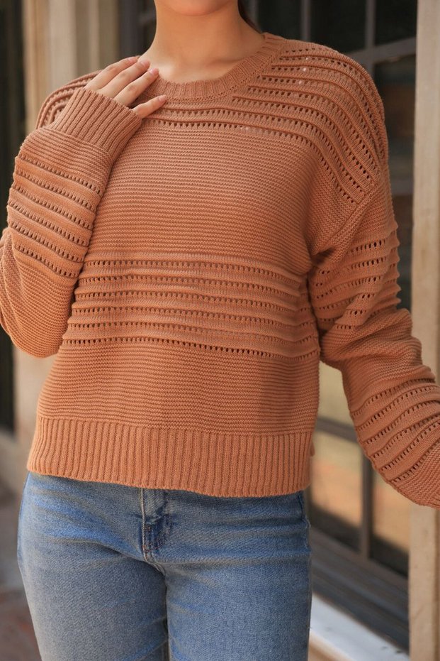 Crew Neck Brass Knitwear Sweater