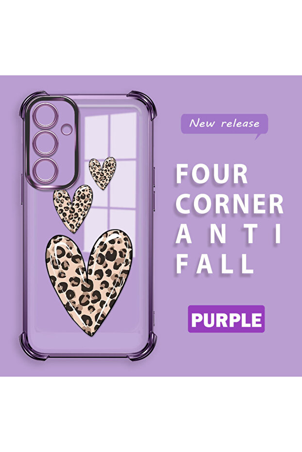 حافظة حماية من السيليكون الشفاف المتوافقة مع هاتف Samsung Galaxy A55 بنمط الفهد - 2