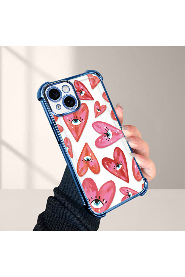 غطاء حماية شفاف من السيليكون متوافق مع آيفون 15 بنمط العين الشريرة - 5