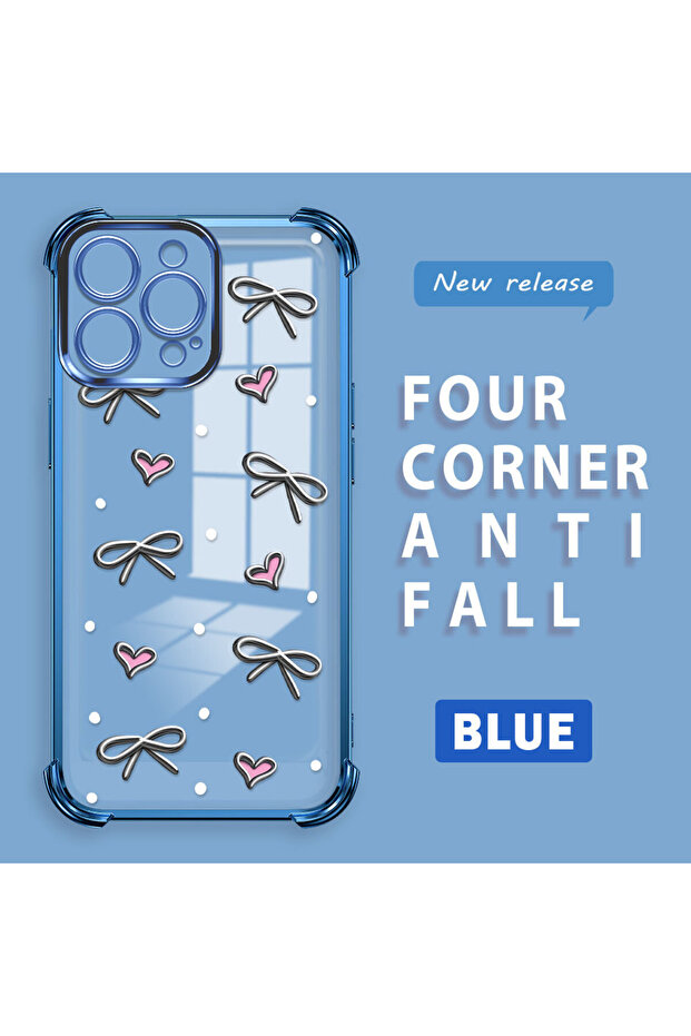 iPhone 16 Pro Max Compatible Transparent Silicone Flutter Protective Case Heart Patterns - 1