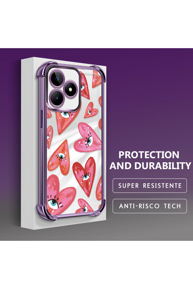 Realme Note 50 Compatible Transparent Silicone Flutter Protective Case Evil Eye Pattern - 3