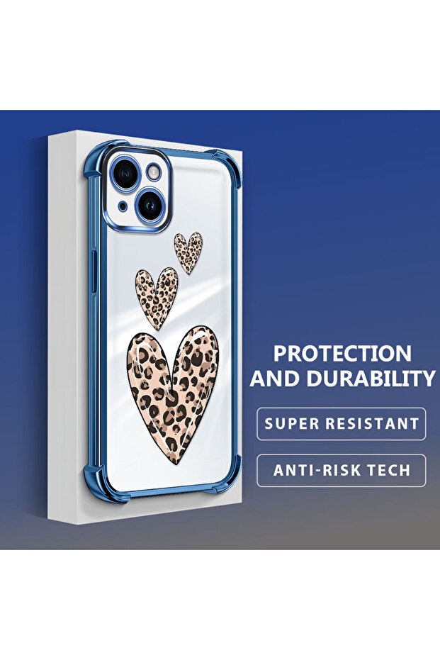 iPhone 14 Compatible Transparent Silicone Flutter Protective Case Leopard Patterns - 4