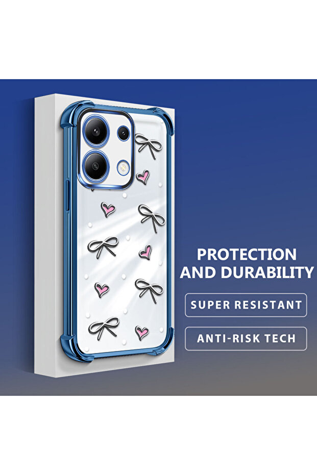 Xiaomi Redmi Note 13 Compatible Transparent Silicone Flutter Protective Case Heart Patterns - 4