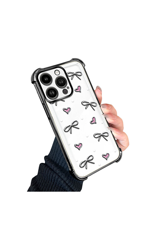 حافظة واقية من السيليكون الشفاف المتوافقة مع هاتف iPhone 14 Pro بأنماط قلب - 2