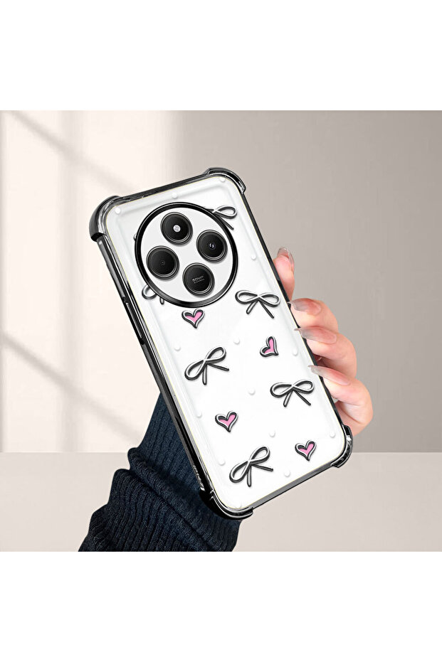 حافظة حماية من السيليكون الشفاف المتوافقة مع Xiaomi Redmi A4 بأنماط قلب - 4