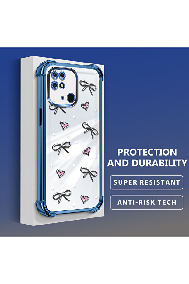 Xiaomi Redmi 10C Compatible Transparent Silicone Flutter Protective Case Heart Patterns - 3