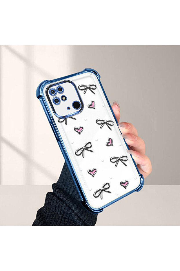 Xiaomi Redmi 10C Compatible Transparent Silicone Flutter Protective Case Heart Patterns - 4