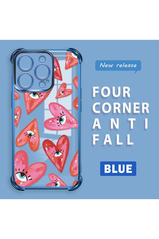 غطاء حماية شفاف من السيليكون متوافق مع آيفون 16 برو بنمط العين الشريرة - 1