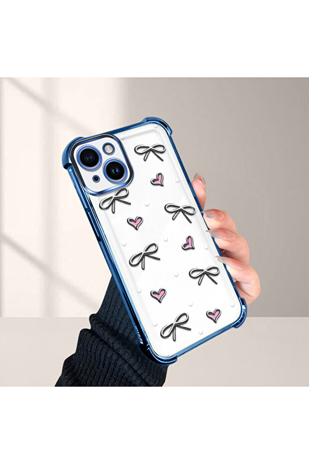 حافظة حماية من السيليكون الشفاف المتوافقة مع iPhone 14 بأنماط قلب - 4
