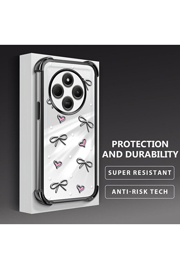 حافظة حماية من السيليكون الشفاف المتوافقة مع Xiaomi Redmi A4 بأنماط قلب - 3