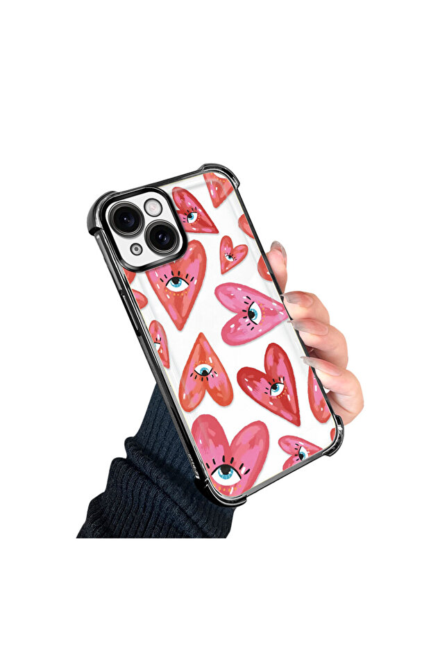 غطاء حماية شفاف من السيليكون متوافق مع آيفون 15 بنمط العين الشريرة - 3