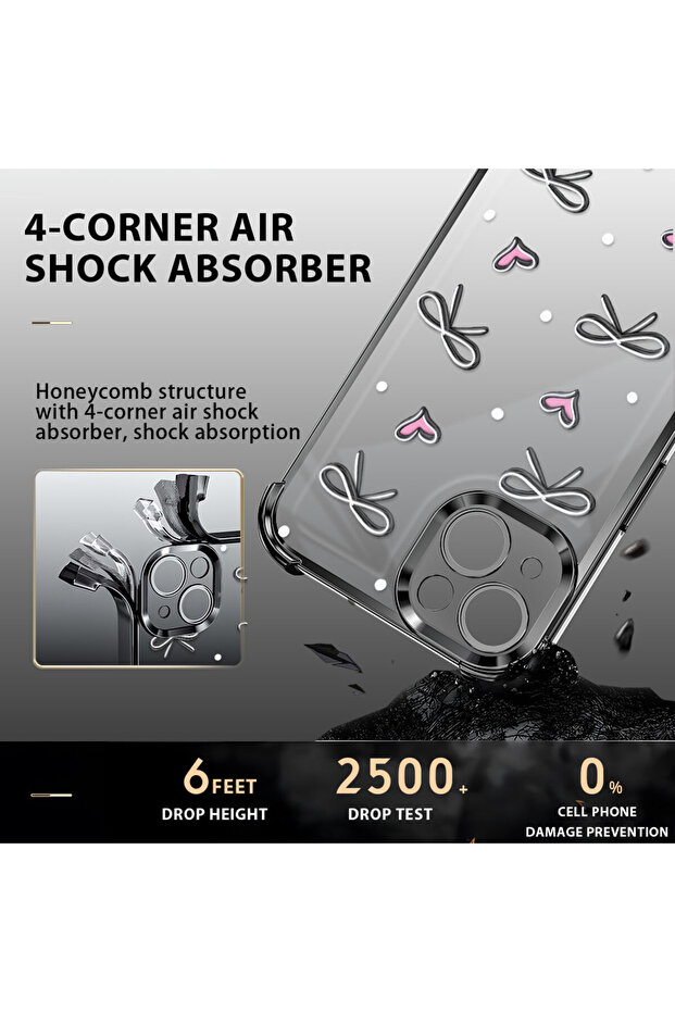 iPhone 16 Pro Max Compatible Transparent Silicone Flutter Protective Case Heart Patterns - 7