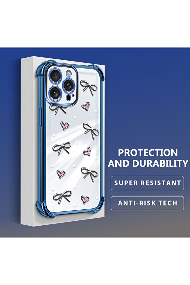 iPhone 16 Pro Max Compatible Transparent Silicone Flutter Protective Case Heart Patterns - 3