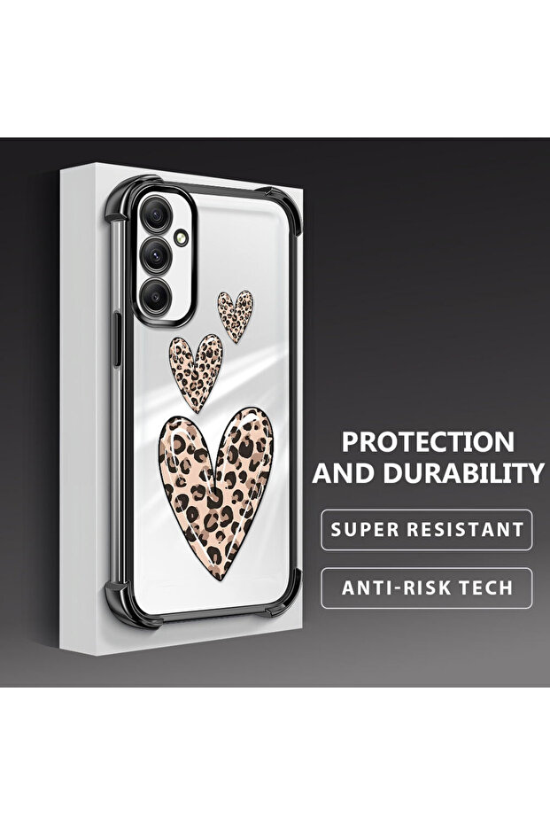 Samsung Galaxy A34 Compatible Transparent Silicone Flutter Protective Case Leopard Patterns - 4