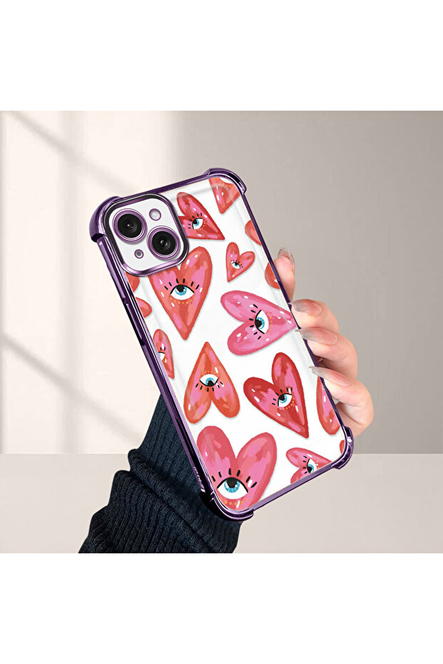 حافظة حماية من السيليكون الشفاف المتوافقة مع هاتف iPhone 15 Plus بنمط العين الشريرة - 5