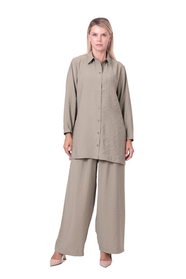 Plain modal pants set green