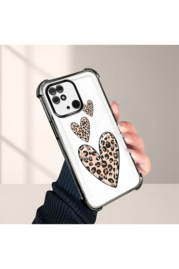 Xiaomi Redmi 10C Compatible Transparent Silicone Flutter Protective Case Leopard Patterns - 1