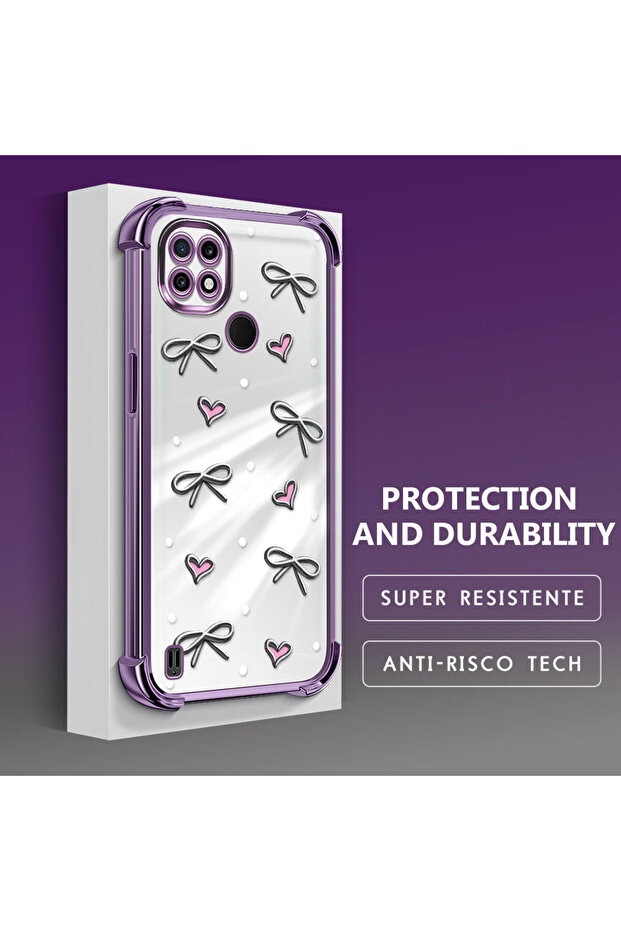 حافظة حماية من السيليكون الشفاف المتوافقة مع Realme C21 بأنماط قلب - 3