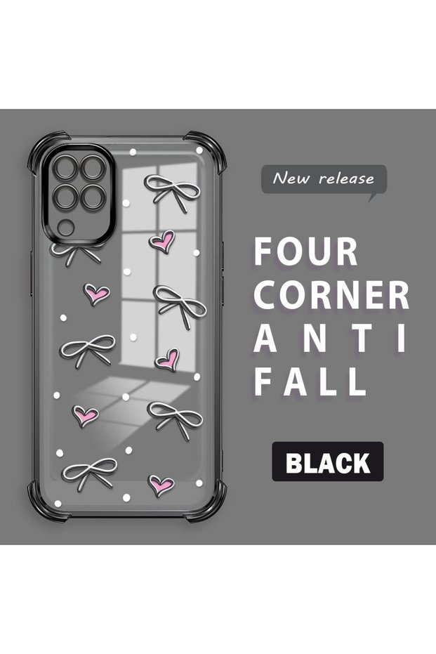 Samsung Galaxy M12/A12 Compatible Transparent Silicone Flutter Protective Case Heart Patterns