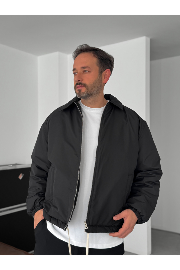 Siyah Oversize Mevsimlik Mont LNS-50684 - 1