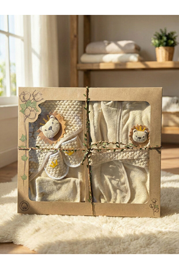 100% Organic Cotton Baby Premium Bathrobe Set 0-2 Years – 4 Pieces, Unisex, Gift Boxed