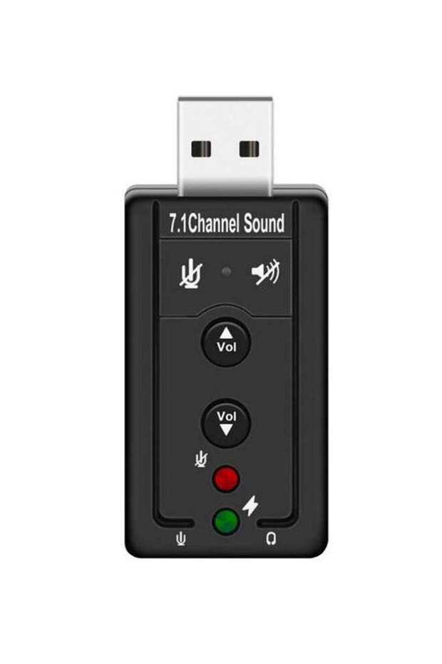 محول صوت خارجي USB 7.1 قناة إلى بطاقة صوت ثلاثية الأبعاد USB أسود