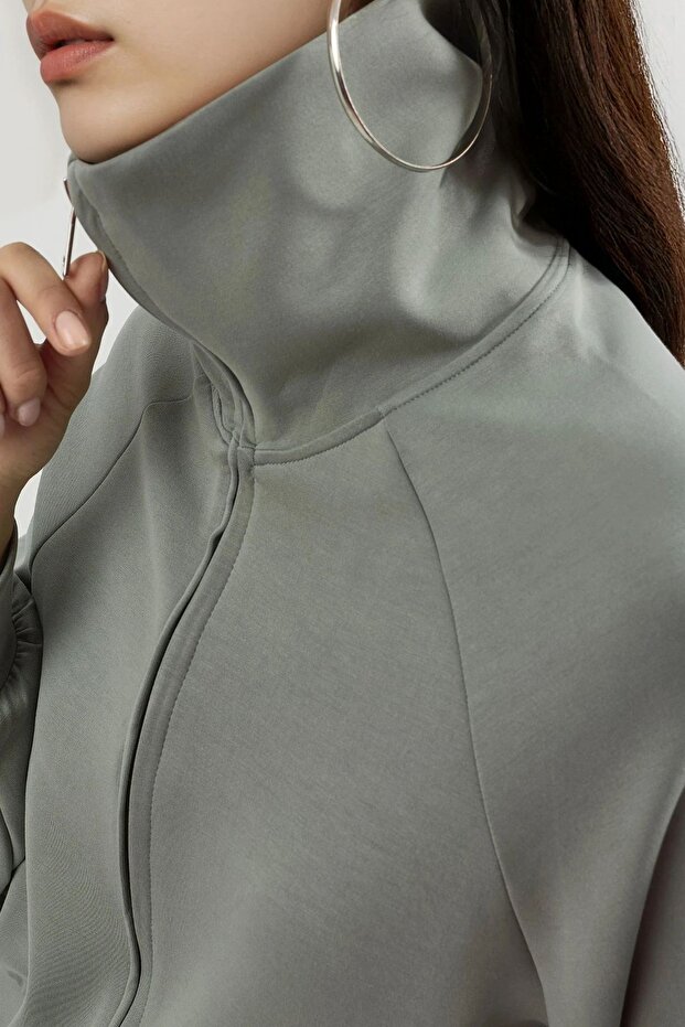 BUSEM Rahat Kesimli Fermuarlı Sweatshirt - 6