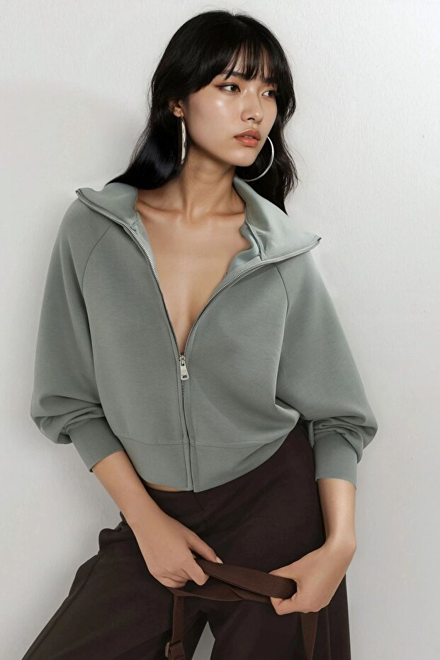 BUSEM Rahat Kesimli Fermuarlı Sweatshirt - 1