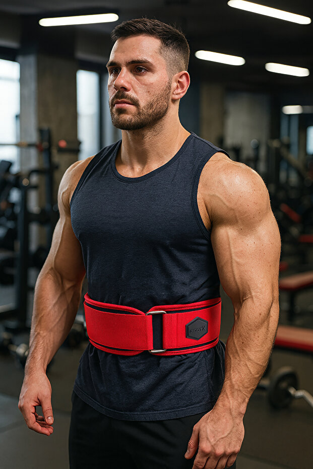 حزام الوزن الثقيل HEXCORE باللون الأحمر - 2