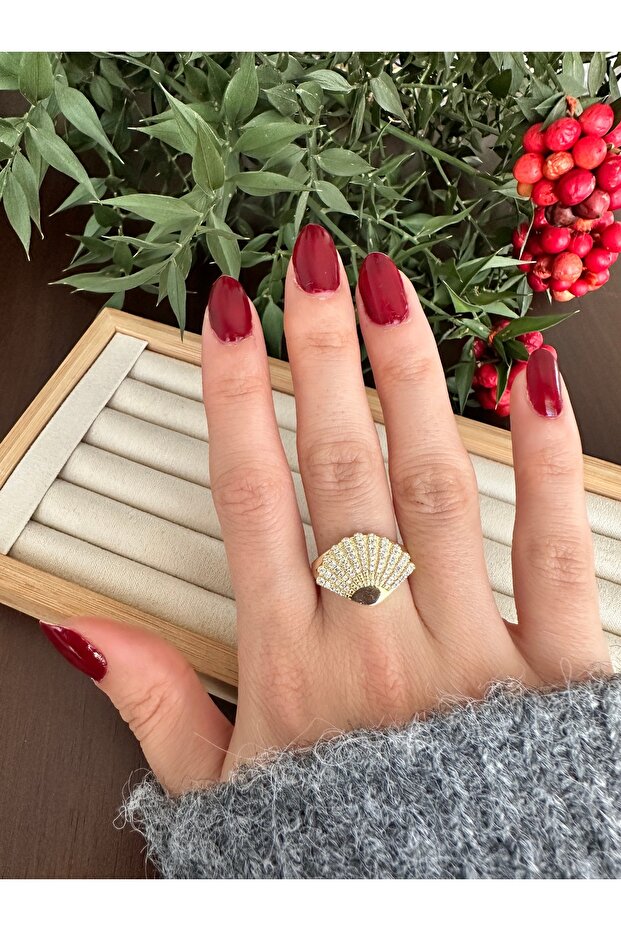 خاتم مروحة من الحجر الذهبي - 2