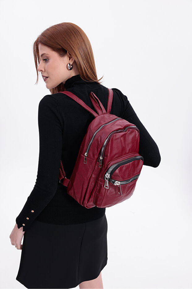 حقيبة ظهر من الجلد المغسول من سويفيا مكونة من 4 أقسام - 8