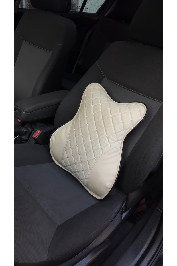 Luxury In-Car Orthopedic Lumbar Support Cushion Ergonomic (Cream Color) Can Also Be Used at Home and Office