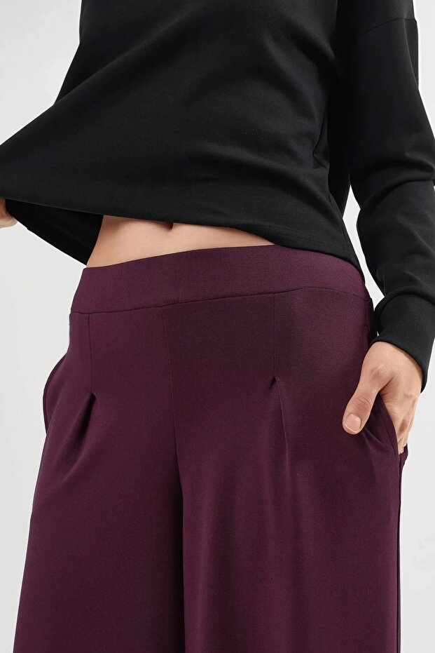 BUSEM Lastik Bel Geniş Paça Pantolon - 5