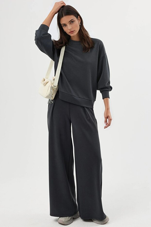 BUSEM Rahat Kesim Bisiklet Yaka Modal Sweatshirt - 4