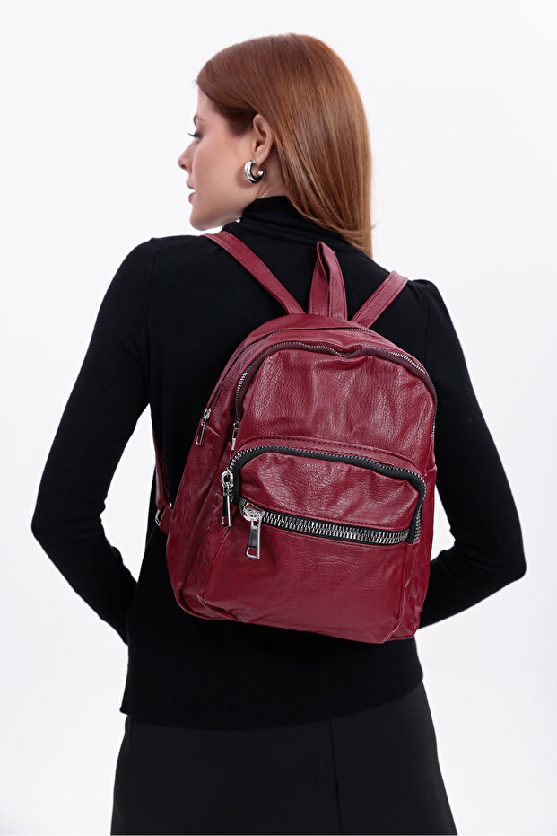 حقيبة ظهر من الجلد المغسول من سويفيا مكونة من 4 أقسام - 7