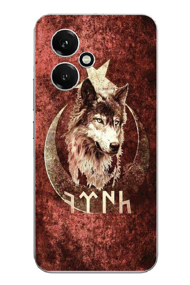 Honor 400 Compatible Printed Silicone Case with Göktürk Writing and Bozkurt Pattern
