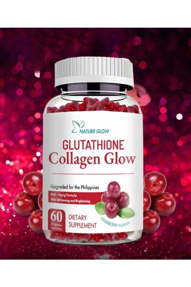 NATURE GLOW Natural Glow Cranberry Collagen with Glutathione Gummies and Vitamins Skin Whitening Gum
