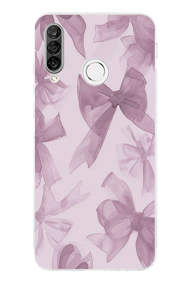 حافظة سيليكون متوافقة مع هاتف هواوي P30 لايت باللون البنفسجي مطبوع - 1