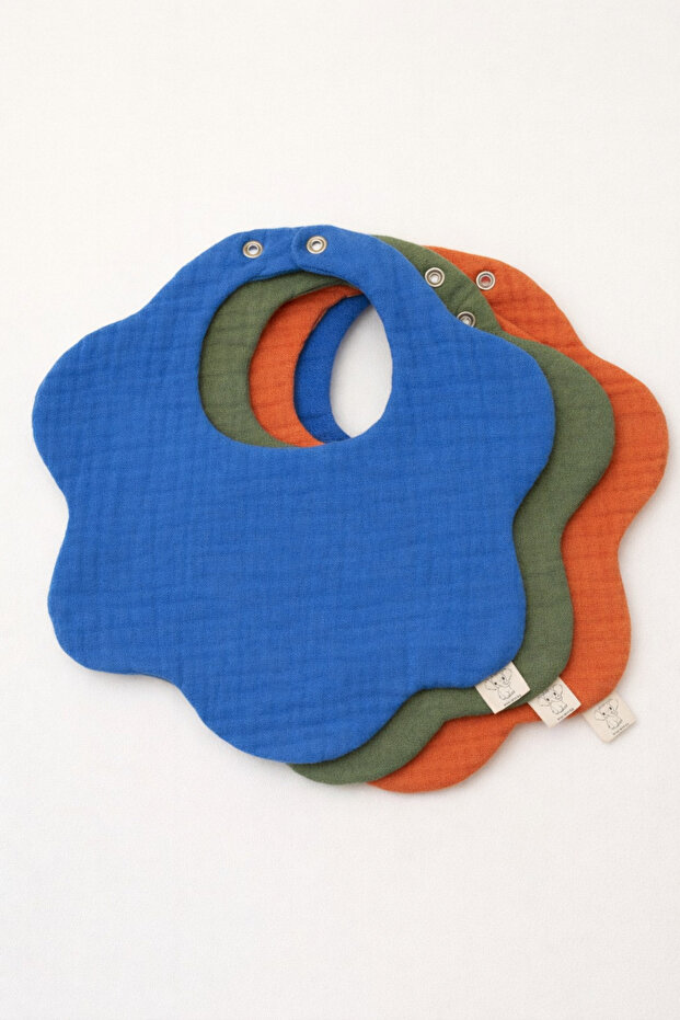 3-Piece 100% Cotton Organic 8 Layer Muslin Baby Food Bib / Drool Bib / Collar