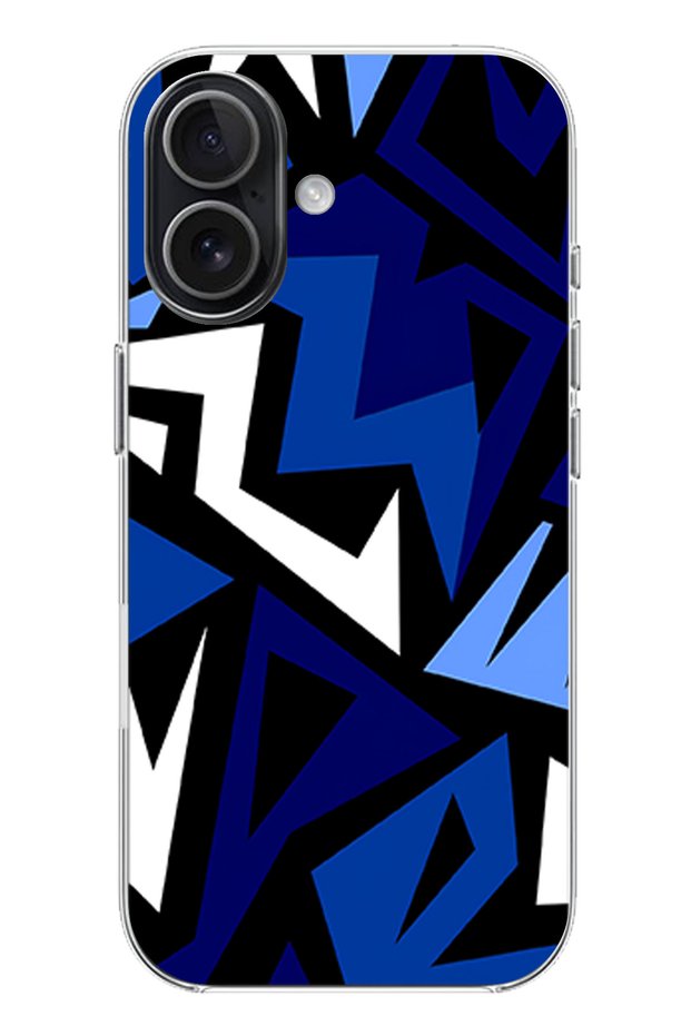 حافظة سيليكون حديثة متوافقة مع هاتف iPhone 17 ذات تصميم فسيفساء هندسي أزرق مطبوع